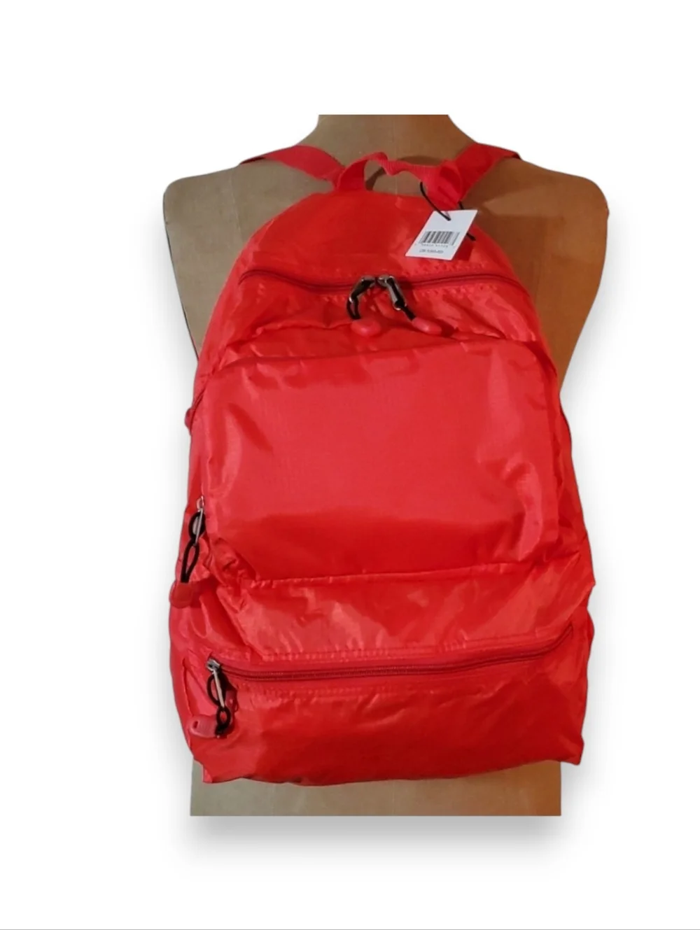 Convertible Backpack Red Folds Pouch Zipper Pocket Rip Stop Travel Lightweight